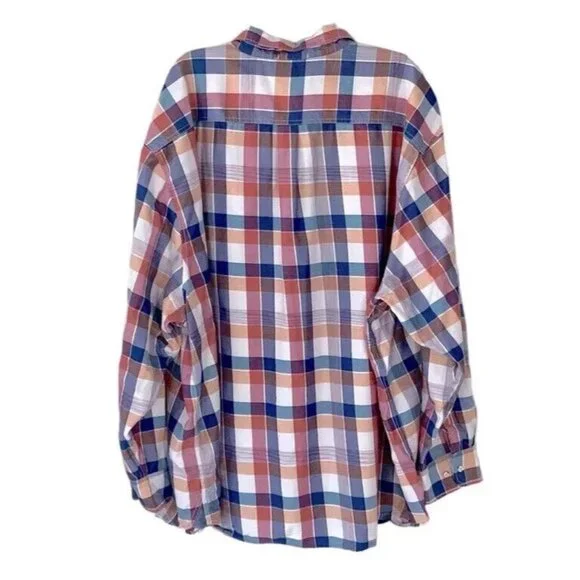 Tommy Bahama Men's Big & Tall 2XB Pure Coral Mendocino Button Front Plaid Shirt - Picture 3 of 9